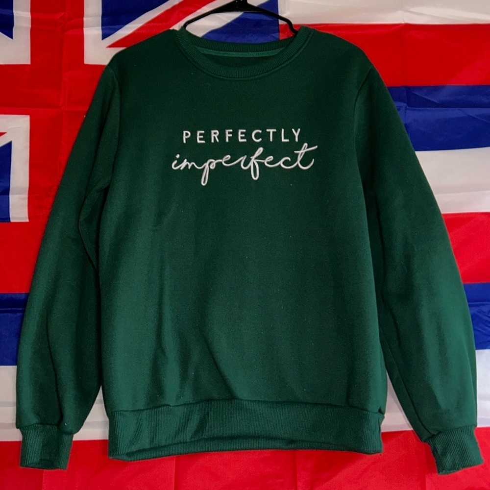 Letter Print Sweatshirt, Fleece layered
